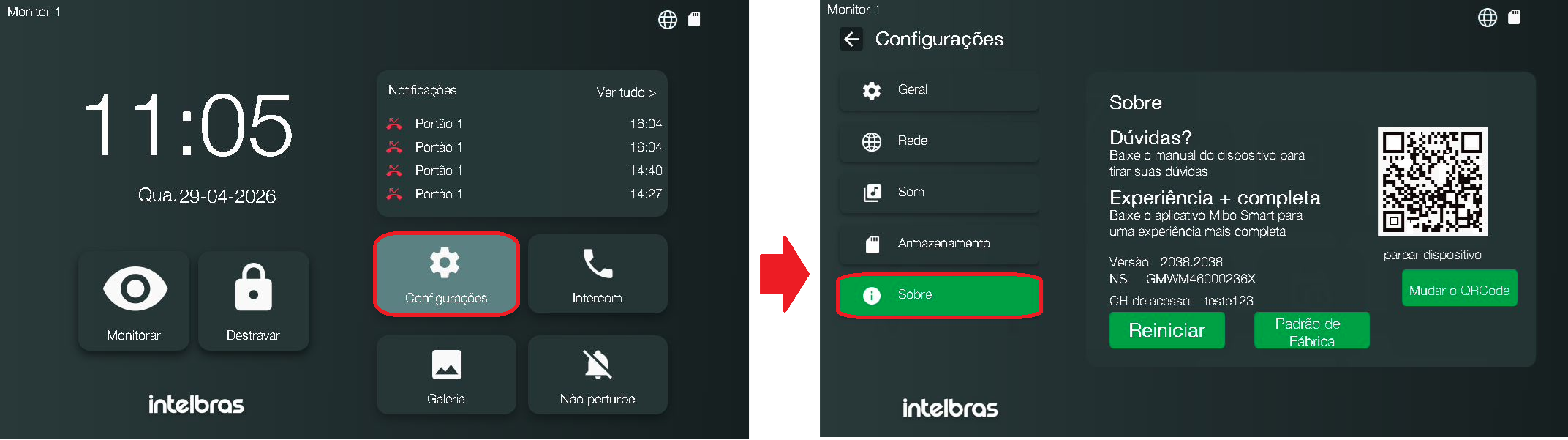 Tela config sobre